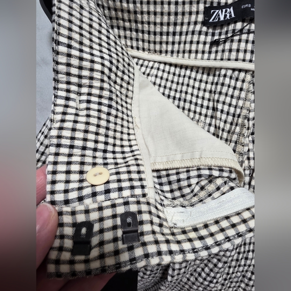 Zara Belted Giingham Plaid Cotton Shorts - Picture 14 of 15